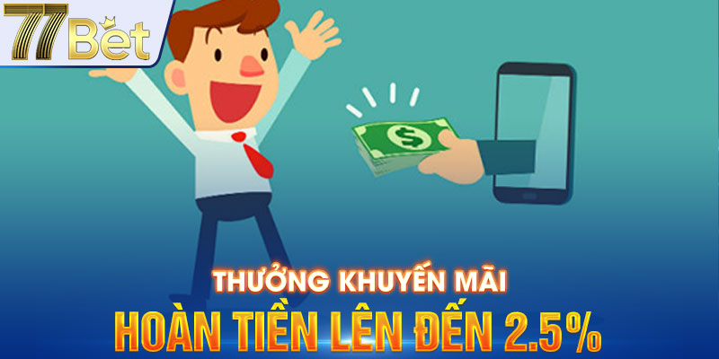 Thưởng khuyến mãi hoàn tiền lên đến 2.5%